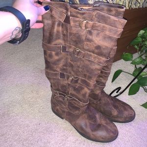 Brown faux-leather boots